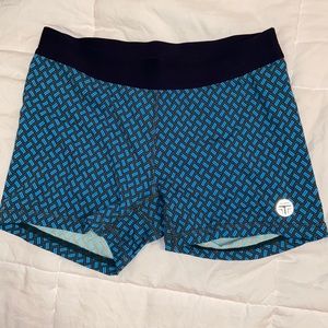 blue patterned tory burch spandex shorts